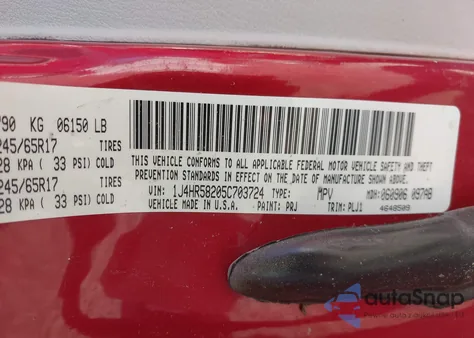 2005 Jeep Grand Cherokee Limited z USA, uszkodzony, nr VIN 1J4HR58205C703724